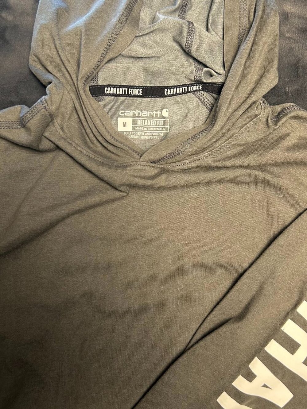 Carhartt Force Hoodie M Relaxed Fit Long Sleeve Performance Shirt Gray